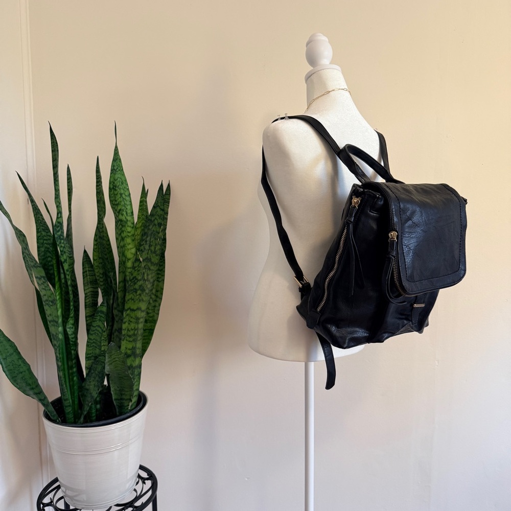 Urban Expressions | Black Vegan Leather Backpack - Picture 11 of 12